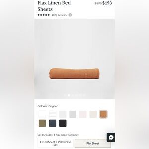 $172.89 Silk&Snow 100% Flax Linen Flat Bed Sheet in Copper, Queen